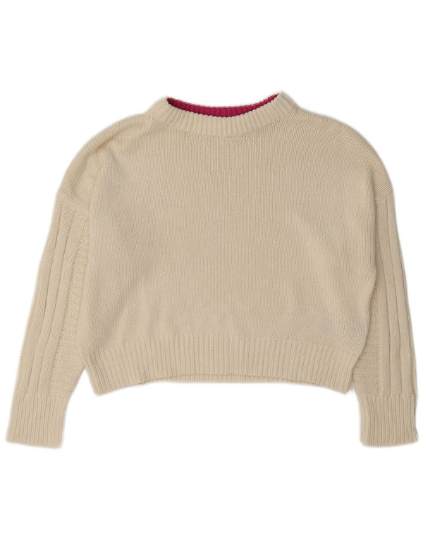 Topshop Pull ample à col rond pour femme UK 12 Medium Off White