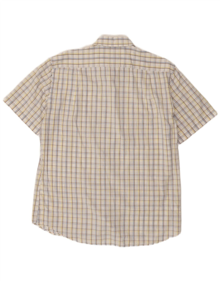 HUGO BOSS Chemise à manches courtes pour homme Taille 16 1/2 42 Grand coton à carreaux blancs