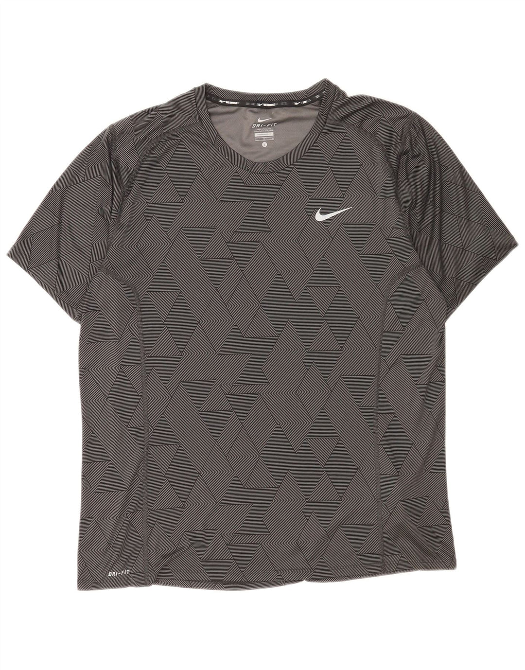 Nike Hommes Dri Fit T-Shirt Haut Large Noir Géométrique Polyester