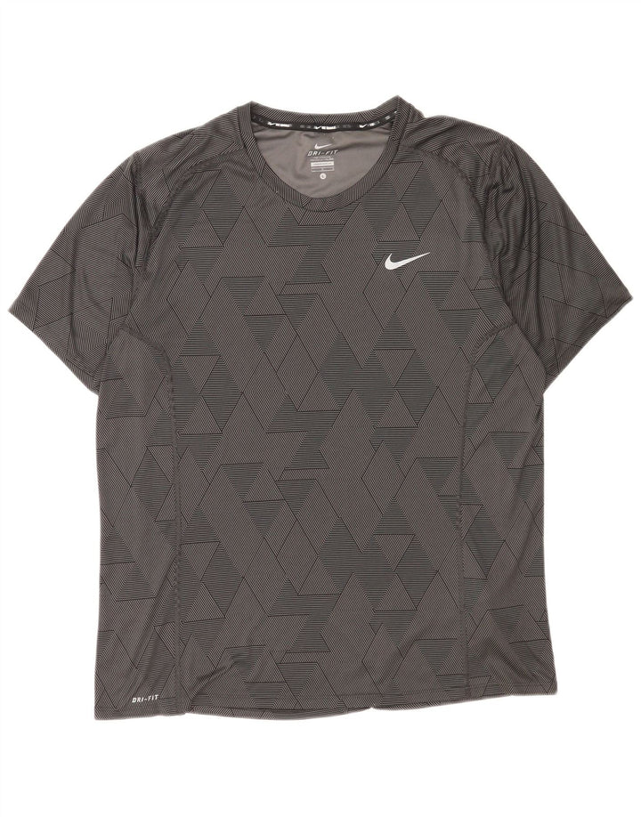 Nike Hommes Dri Fit T-Shirt Haut Large Noir Géométrique Polyester
