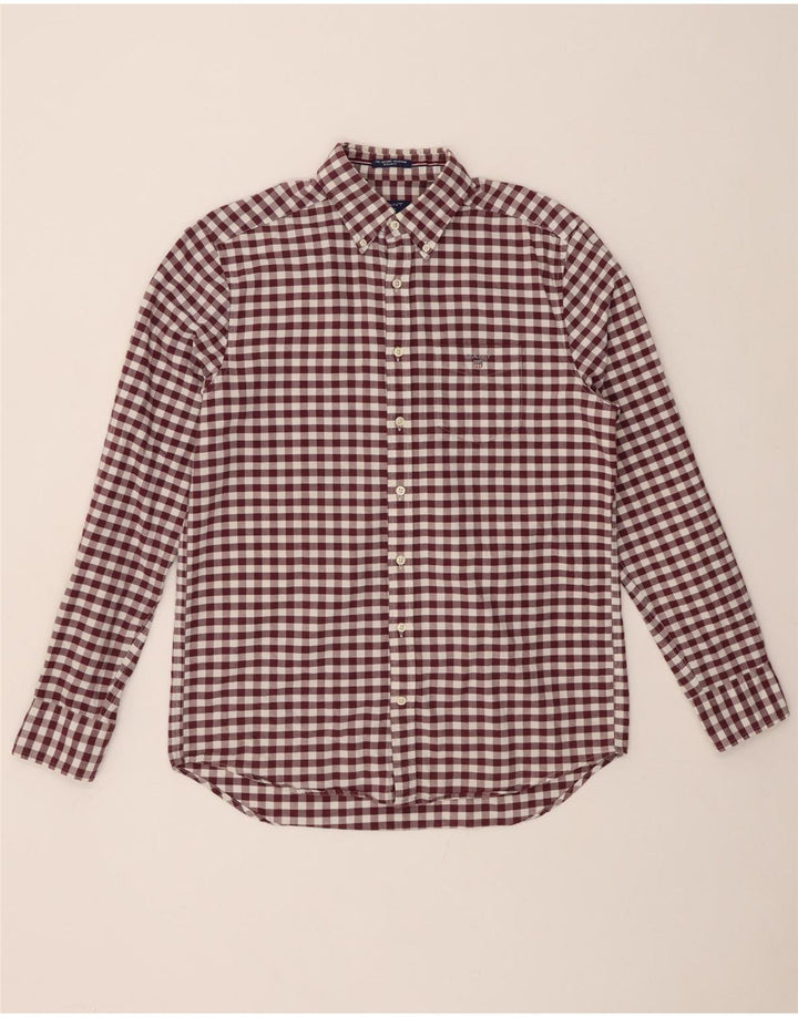 GANT Chemise Homme Taille 39/40 15 1/2 Coton Vichy Marron Moyen