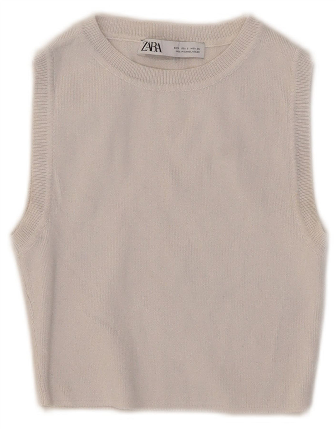 Zara Femmes Crop Débardeur UK 8 Petit Blanc