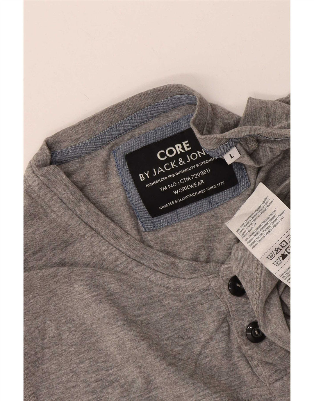Jack & Jones Haut à manches longues pour hommes en coton moucheté gris moyen