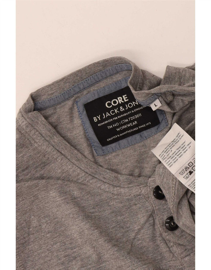 Jack & Jones Haut à manches longues pour hommes en coton moucheté gris moyen