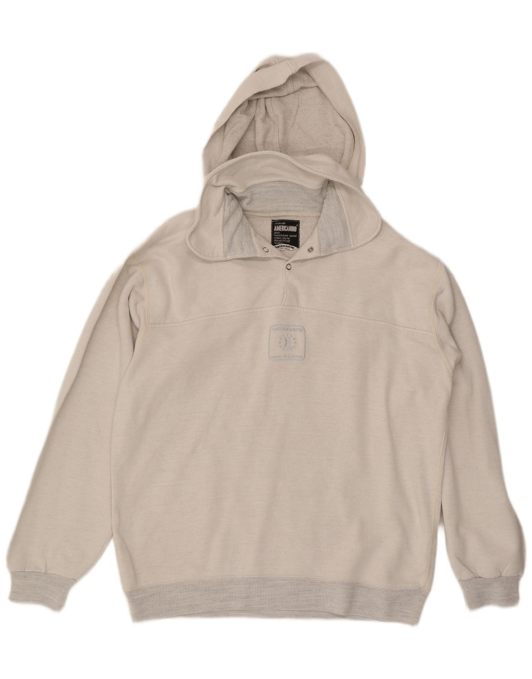 Americanino Pull à capuche avec col boutonné pour homme Beige Taille L