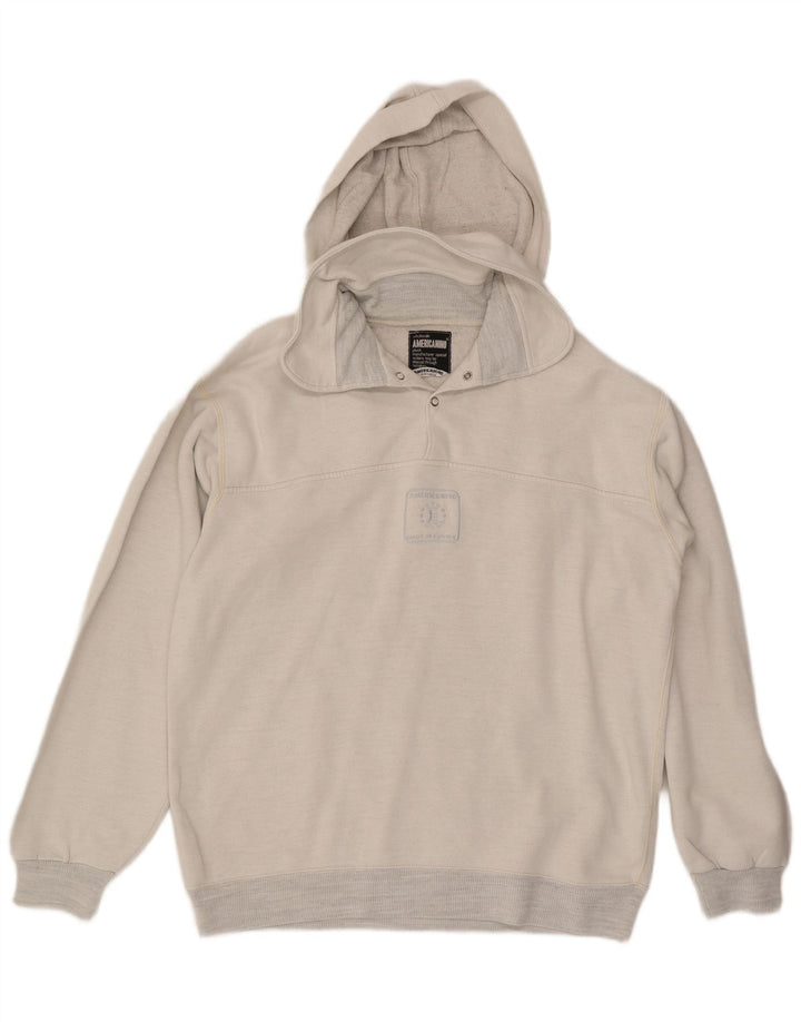 Americanino Pull à capuche avec col boutonné pour homme Beige Taille L