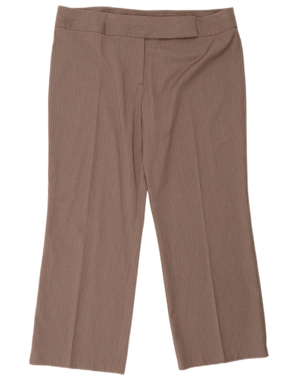 Marks & Spencer Pantalon décontracté pour femme UK 20 2XL W42 L30 Marron à fines rayures