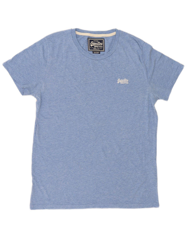 Superdry Homme T-Shirt Top Large Bleu Moucheté Coton