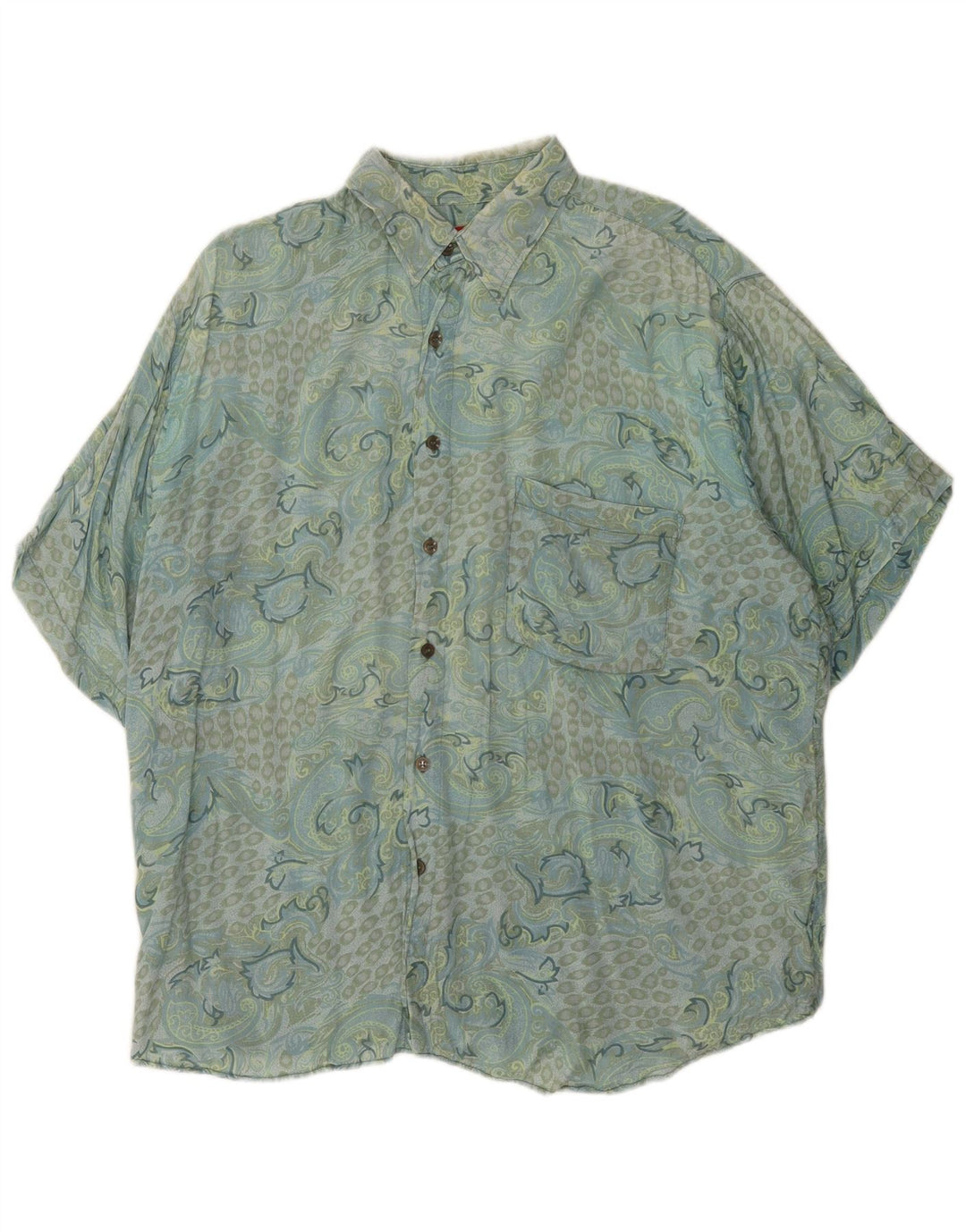 vintage Chemise à manches courtes pour hommes XL Bleu Paisley