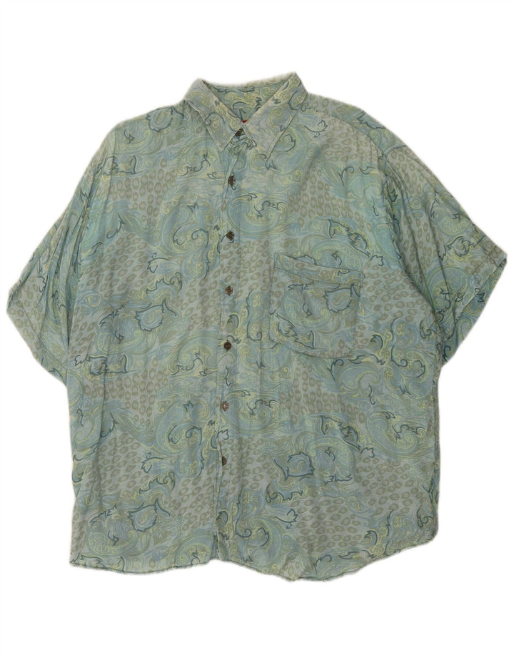 vintage Chemise à manches courtes pour hommes XL Bleu Paisley