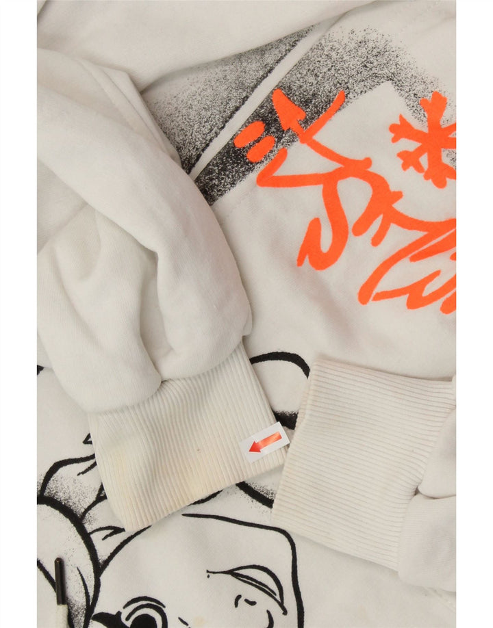 ZARA Femme Frozen Graphic Sweat à capuche UK 10 Petit Blanc