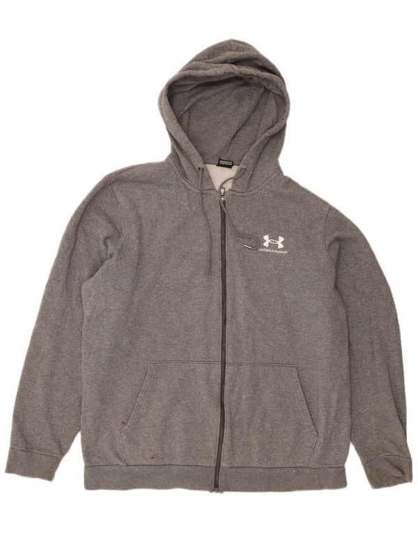 Under Armour Pull à capuche zippé pour homme en coton moucheté gris grand