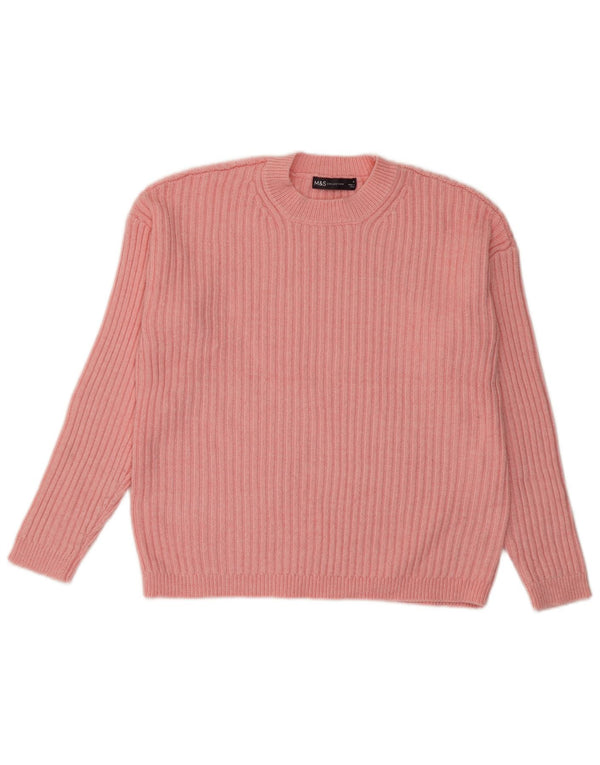 Marks & Spencer Pull à col rond pour femme UK 14 Polyester rose moyen