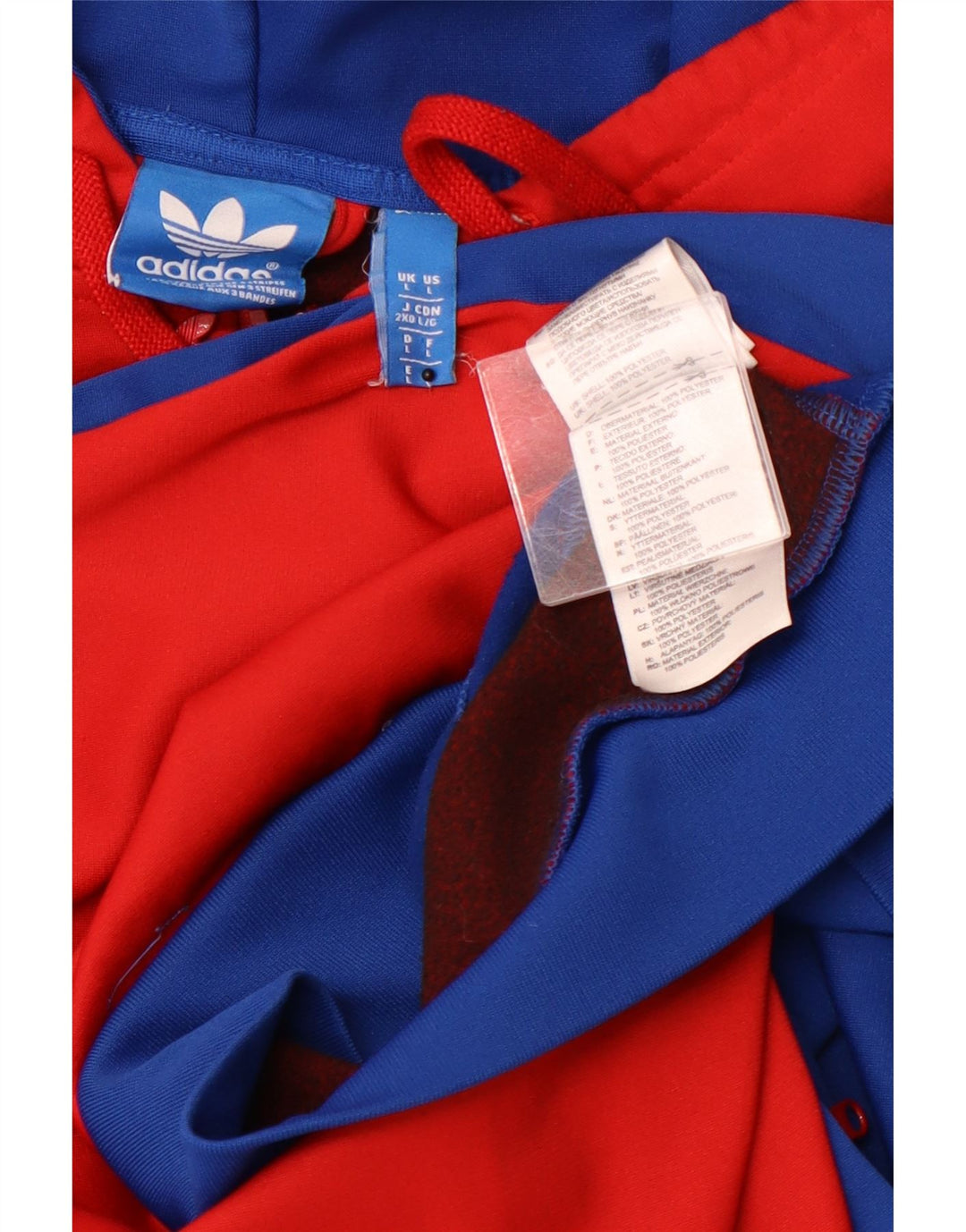 ADIDAS Pull à capuche zippé graphique pour hommes, grand bleu, polyester color block