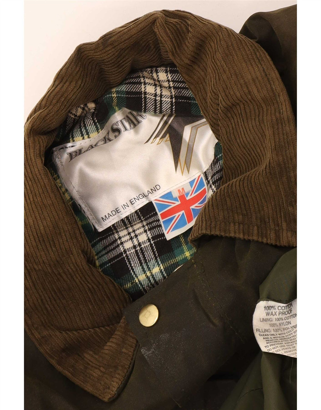 manteau en coton ciré vintage pour homme UK 38 Kaki moyen