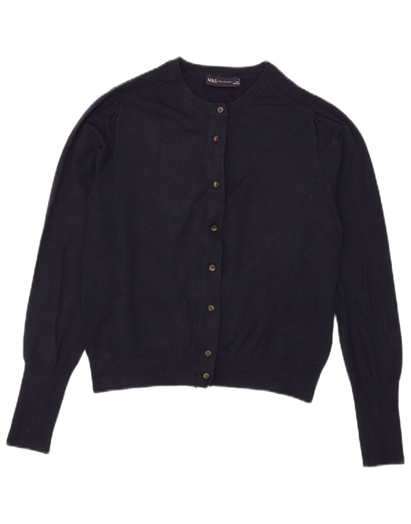 Marks & Spencer Pull cardigan court pour femme UK 10 Small Bleu marine Viscose