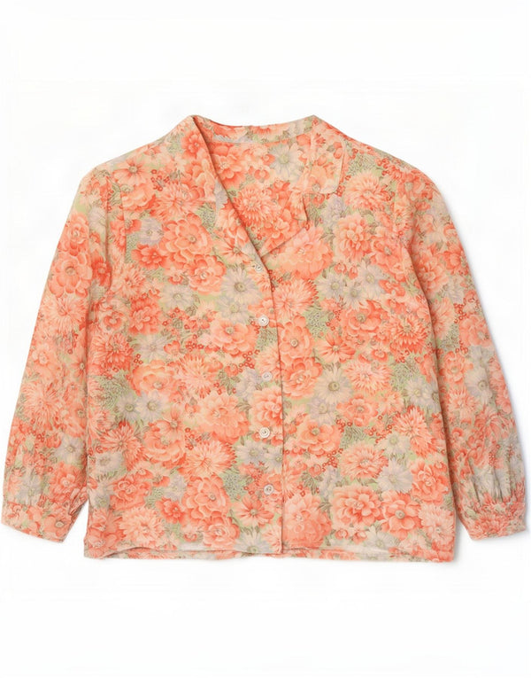vintage Femme Chemise Blouse UK 14 Moyen Multicolore Floral