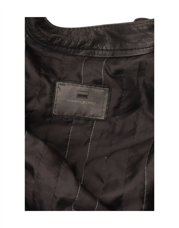 Sonny Bono Veste en cuir bomber pour homme UK 38 Medium Noir