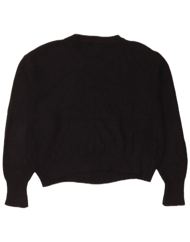 Zara Pull surdimensionné à col rond pour femme UK 14 Viscose noir moyen