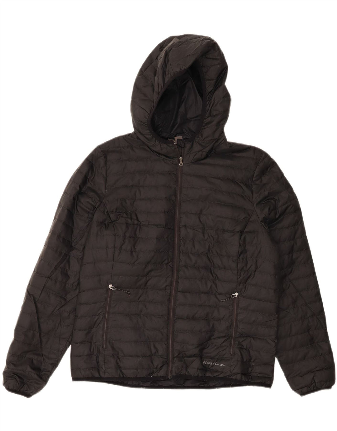 EDDIE BAUER Womens Hooded Padded Jacket UK 16 Large Black Polyester Vintage Eddie Bauer and Second-Hand Eddie Bauer from Messina Hembry 