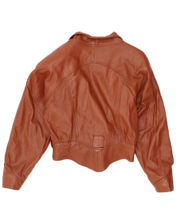 veste en cuir femme vintage UK 10 Petit Brun