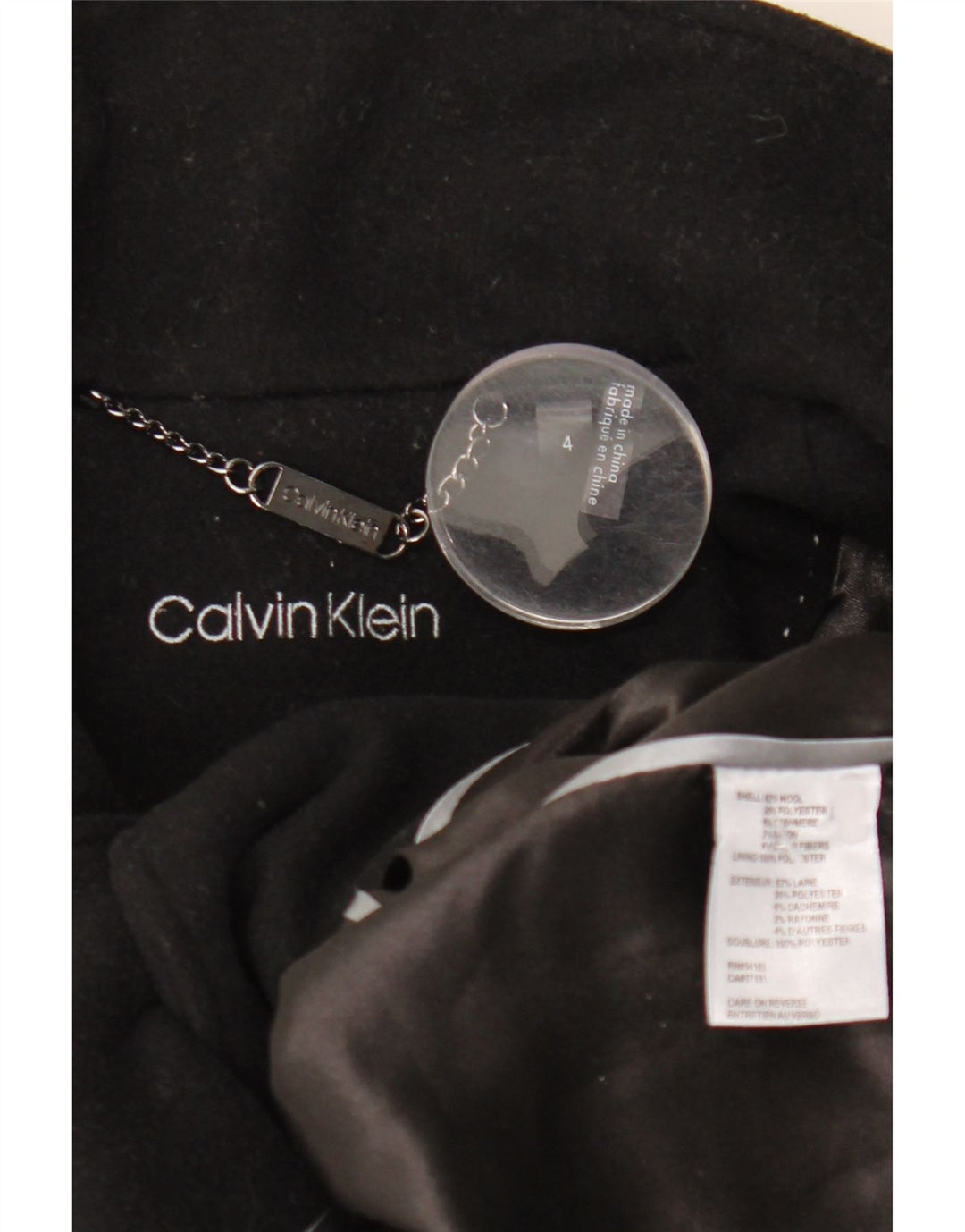 Calvin Klein Pardessus pour femme US 4 Petite laine noire