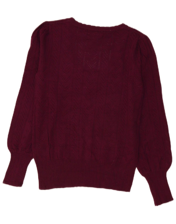 Oasis Pull col bateau pour femme UK 10 Petite Viscose Bordeaux