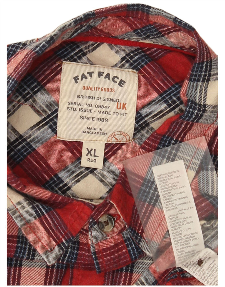 Fat Face Chemise en flanelle coupe classique pour homme XL Rouge à carreaux en coton