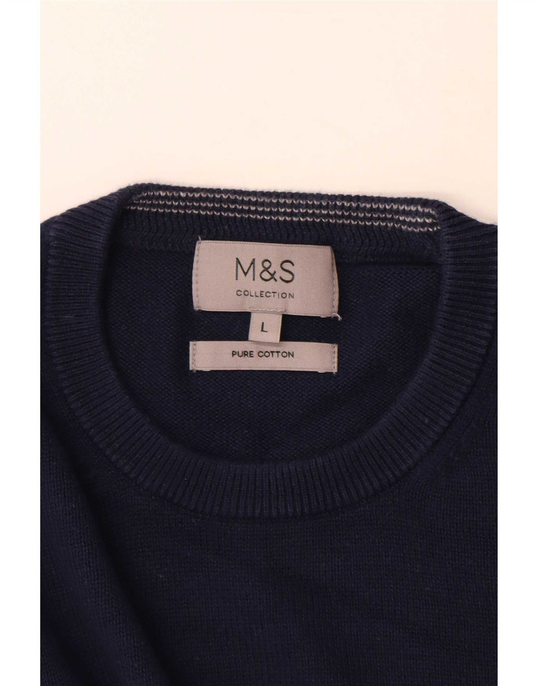 Marks & Spencer Pull à col rond pour homme en coton bleu marine Taille L