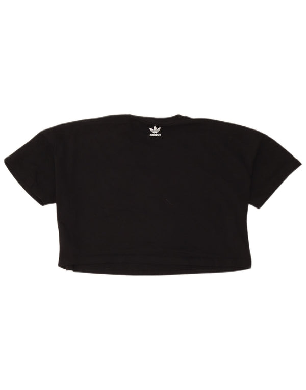 Adidas Womens Crop Oversize Graphic T-Shirt Top UK 8 Petit Coton Noir