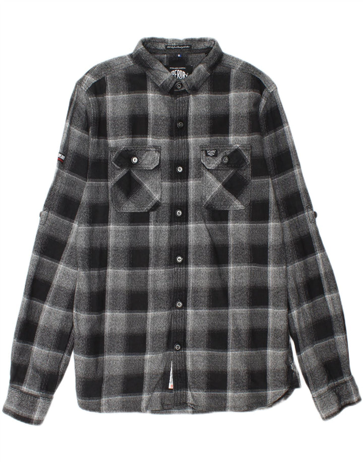 SUPERDRY Chemise Flanelle Homme XL Gris Plaid Coton
