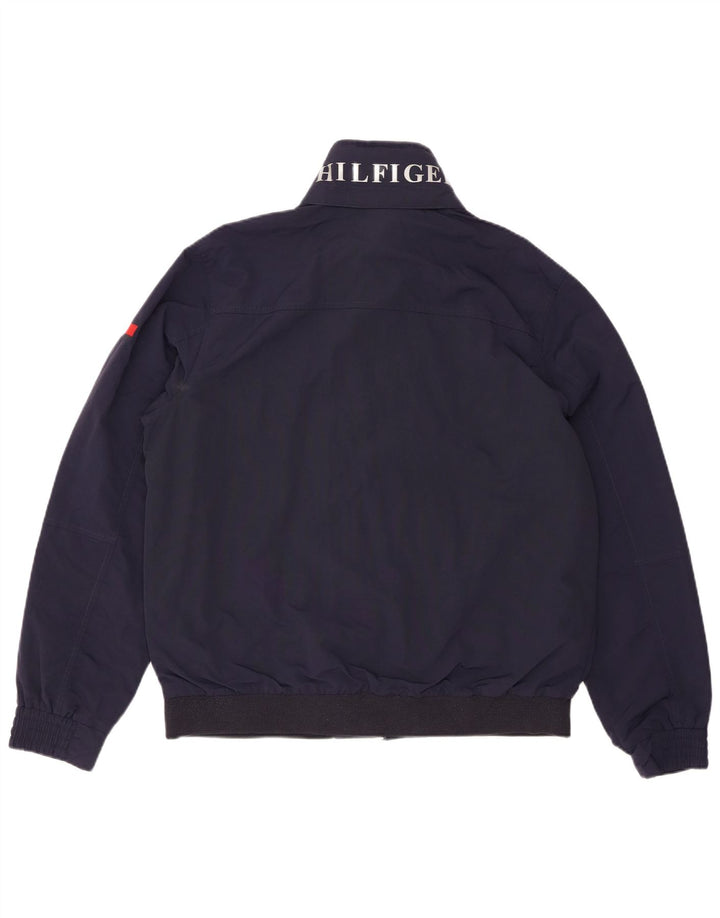 TOMMY HILFIGER Veste Bomber à Capuche Homme UK 38 Medium Bleu Marine Nylon