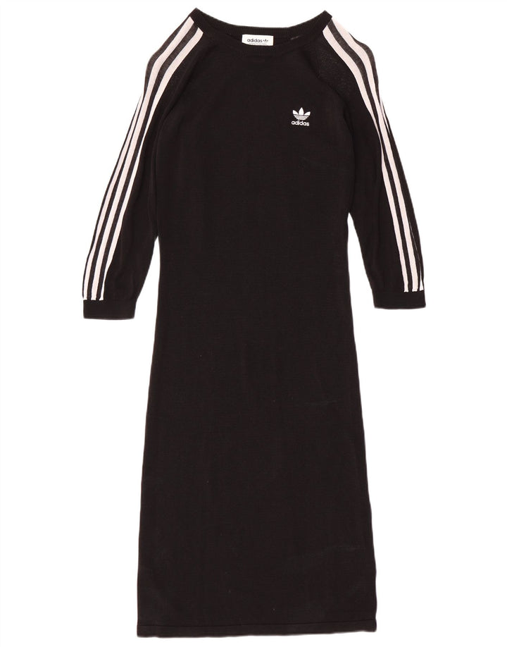 ADIDAS Robe pull à manches 3/4 pour femme UK 14 Rayonne noire moyenne