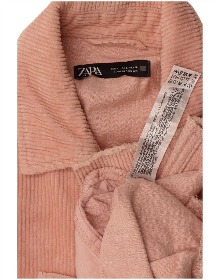 Zara Veste surdimensionnée en velours côtelé pour femme UK 10 Petit coton rose