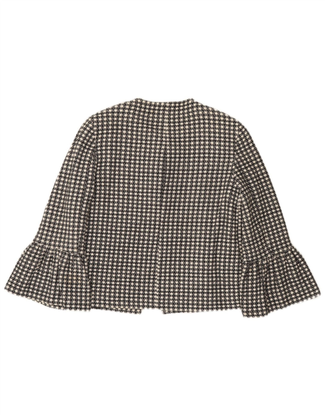 Zara Veste blazer à 1 bouton et manches 3/4 pour femme UK 10 Petit carreaux noirs