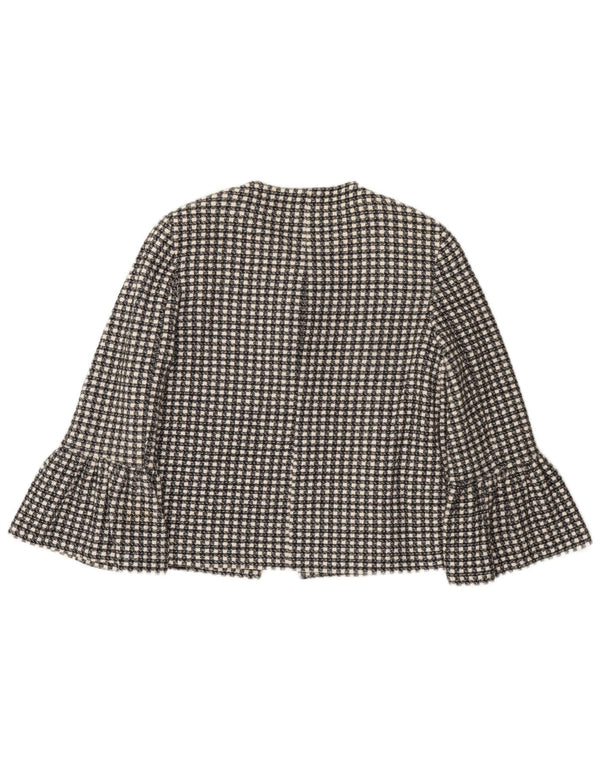 Zara Veste blazer à 1 bouton et manches 3/4 pour femme UK 10 Petit carreaux noirs