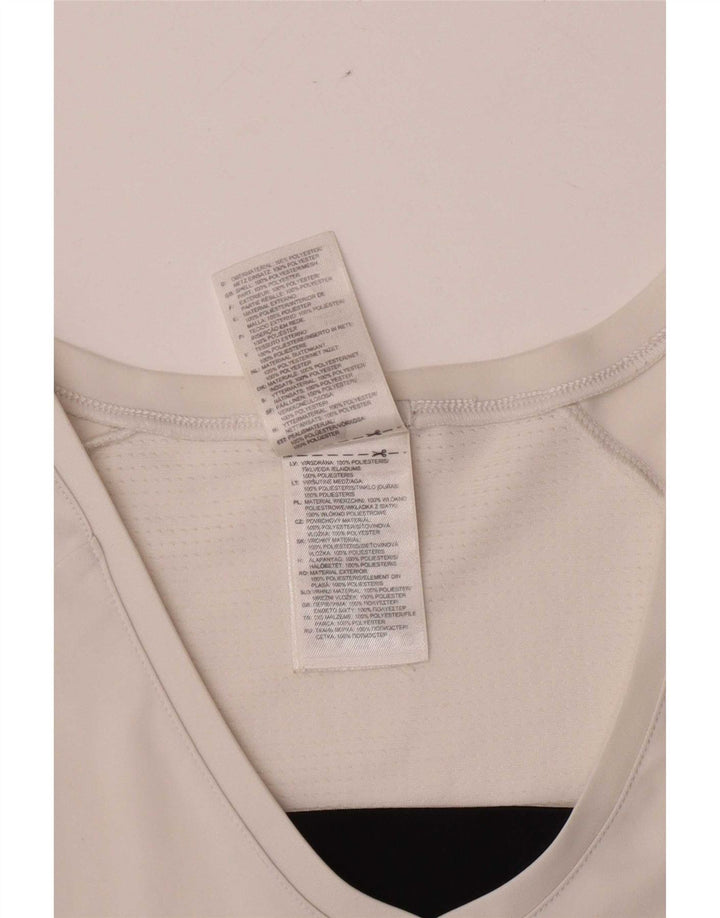Adidas T-Shirt Femme Top UK 12 Medium Blanc Polyester