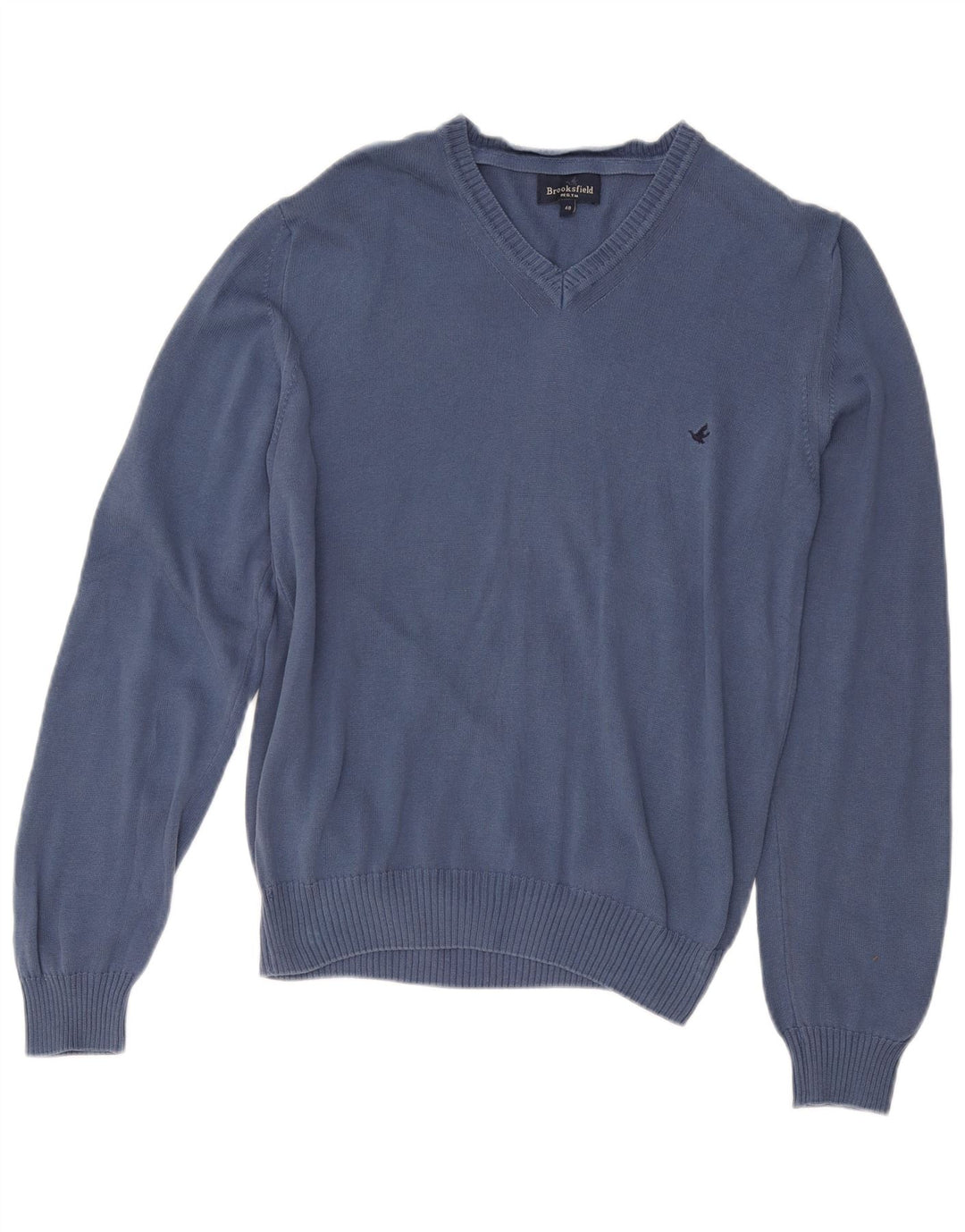 BROOKSFIELD Pull ample à col en V pour homme IT 48 Bleu moyen en coton
