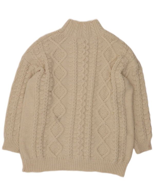 Zara Pull surdimensionné à col roulé pour femme UK 16 Large Beige