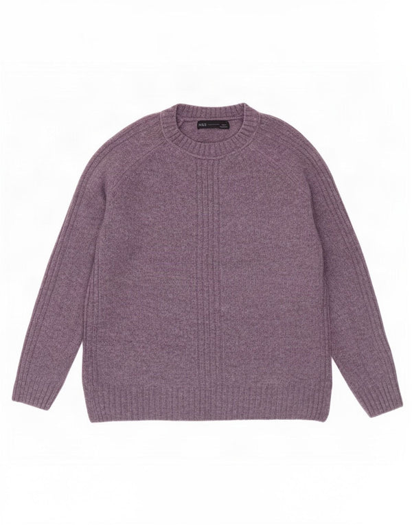 Marks & Spencer Pull à col rond pour femme UK 10 Petit Acrylique Violet