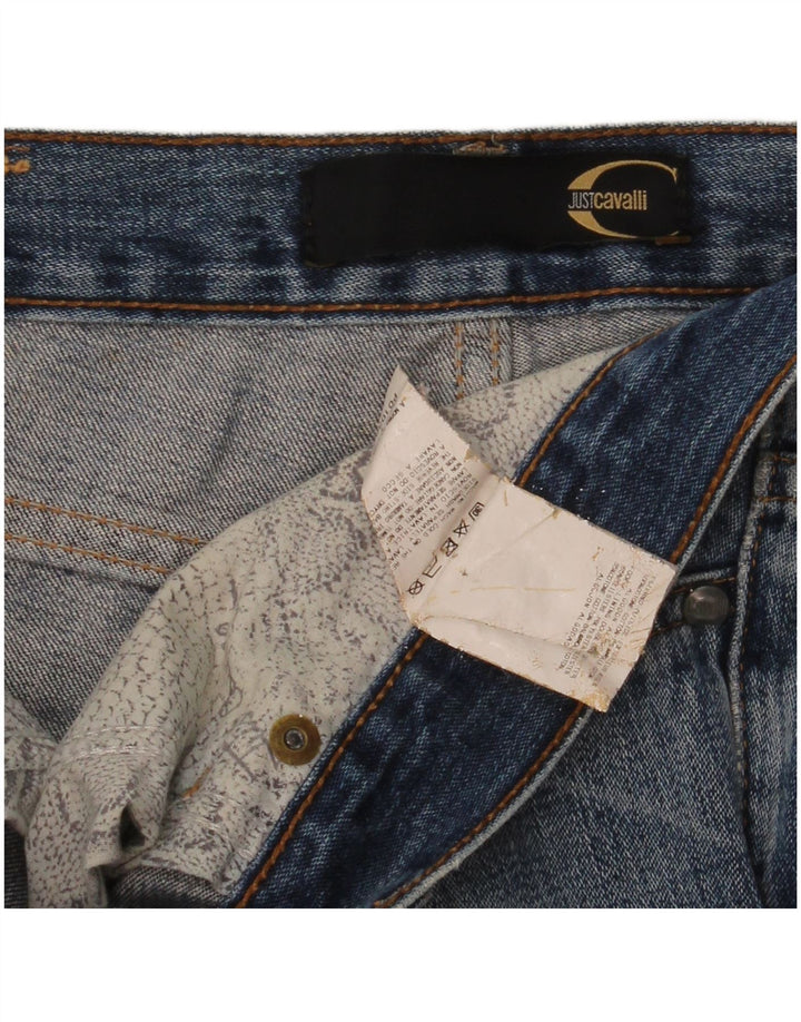 Cavalli Jean droit vieilli pour homme W36 L35 Bleu Coton
