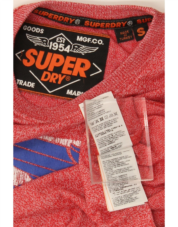 Superdry Homme T-Shirt Graphique Haut Petit Coton Moucheté Rouge