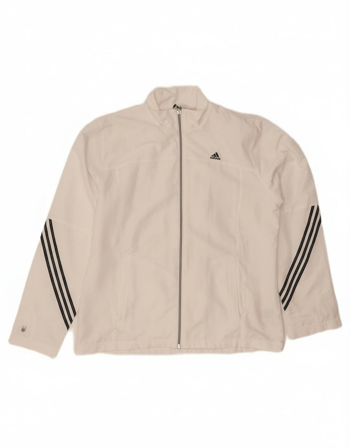 Adidas Climalite Survêtement Top Veste UK 16 Grand Blanc Polyester