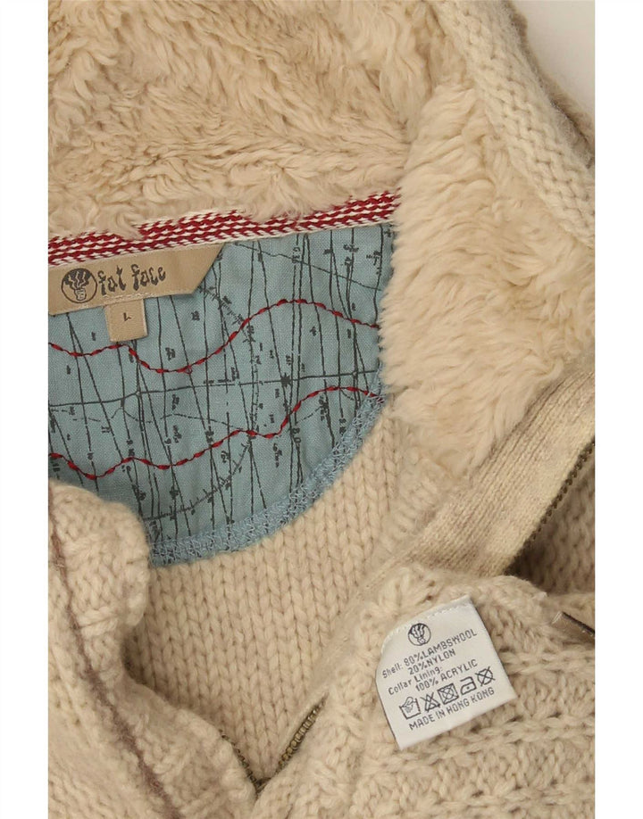 Fat Face Pull col zippé pour homme en laine d'agneau mouchetée beige Taille L