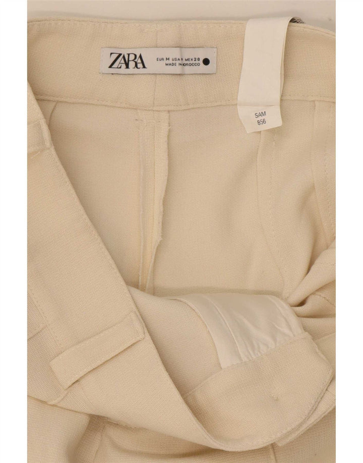 Pantalon décontracté droit femme Zara Medium W32 L33 Polyester blanc cassé