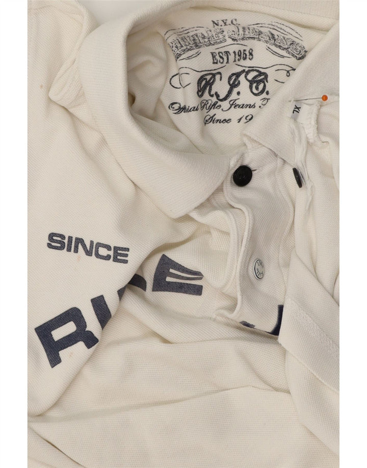 RIFLE Polo Graphique Homme XL Blanc Coton