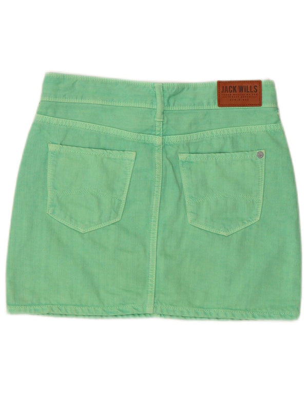 JACK WILLS Jupe en jean pour femme UK 4 XS W26 Vert Coton