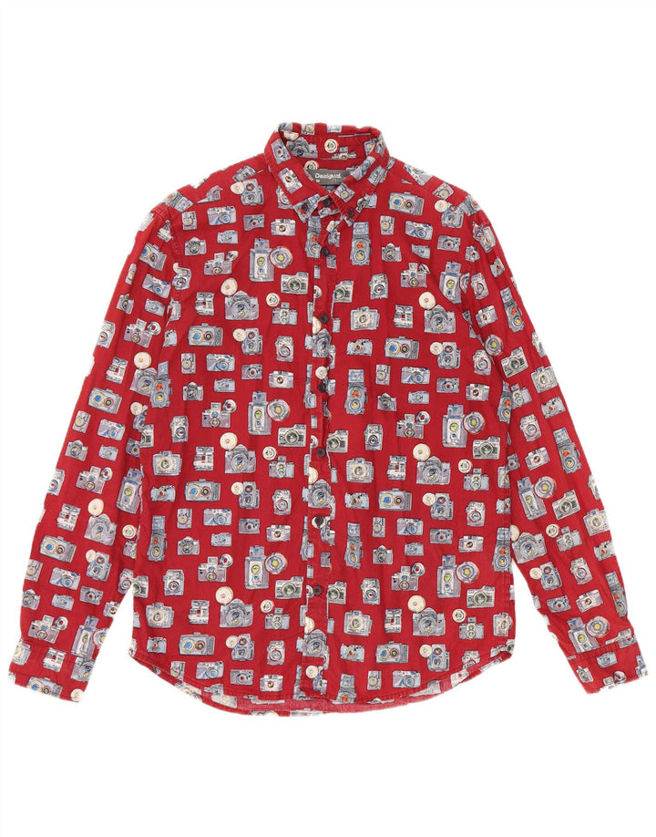 Desigual Chemise Regular Fit à Motif Abstrait Homme Coton Bordeaux Moyen