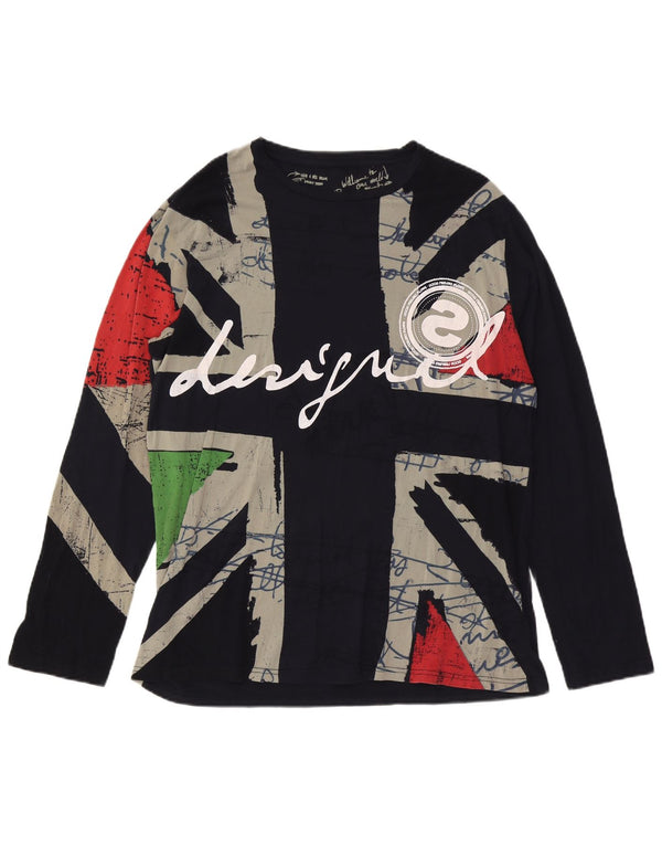 Desigual Haut graphique à manches longues pour femme UK 20 2XL Noir