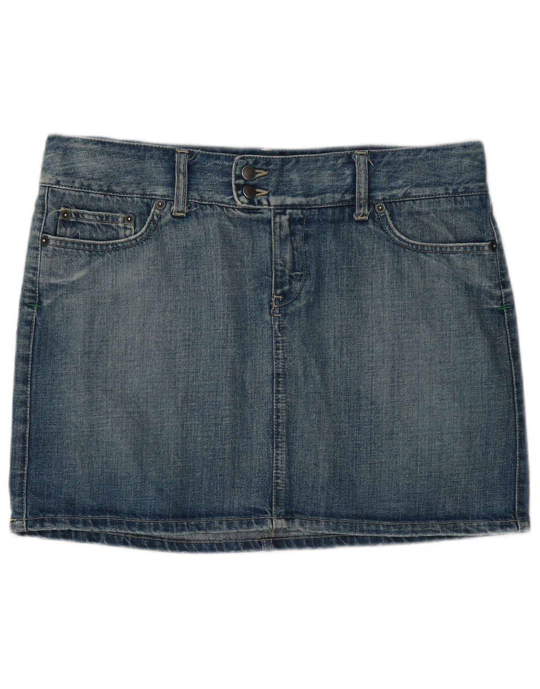 Benetton Mini jupe en jean taille basse pour femme IT 44 Medium W34 Bleu Coton